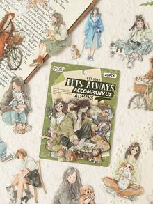 1 Pack Comfortable Life Series Waterproof Stickers, Character Sticker Sheets, Scrapbooking Supplies, DIY Planner Stickers - Multicolor - View 4