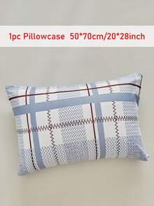 1/2pcs Blue Minimalist Plaid Printed Polyester Pillowcases, Soft Breathable Pillow Shams, Modern Throw Pillow Cover For Sofa Couch, Without Insert - Blue - View 23