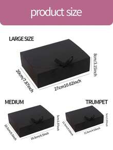 6/12个装带盖礼盒，尺寸10x8x3.5英寸，附赠丝带，适用于伴娘邀请礼物、婚礼、包装、礼品、生日、纸杯蛋糕、工艺品、圣诞礼物、单身派对、新娘送礼会、生日派对装饰、伴娘邀请礼物、婚礼装饰、新娘送礼会回礼等各种场合。礼品包装袋 - 黑色 - 查看 8