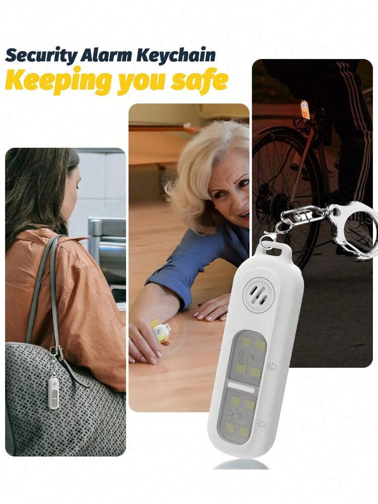 Alarme personnelle portable pour la course et le cyclisme, alarme d'auto-défense pour femmes, à clipser et portable, alarme portable pour l'extérieur, accessoire porte-clés, porte-clés d'auto-défense, alarme à LED 3 couleurs pour la course de nuit en extérieur et les urgences, alarme personnelle rechargeable, compacte et élégante, lampe de poche avec plusieurs modes d'éclairage, alarme haute décibels de 130 dB, lumière clignotante à LED, convient aux femmes et aux personnes âgées comme dispositif d'appel d'urgence - Multicolore - Voir 8