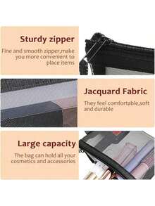 4/3/2/1 件套化妆品收纳袋、浴室用品收纳袋、多功能轻便收纳袋、旅行行李收纳袋 - 黑色 - 查看 7