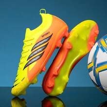 1 Pair New Seamless Men's Football/Soccer Shoes, Low-Top, Long Studs, Wear-Resistant, Non-Slip, Grip, Suitable For Adults, Unisex, School Recommended, Match & Training - Yellow - View 4