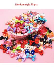 20/50 piezas Lazos de perro pequeños de colores aleatorios con bandas elásticas, lazos de mascota hechos a mano de unicolor, accesorios para el cabello de mascotas, lazos lindos para gatos, suministros para mascotas - Multicolor - Ver 13