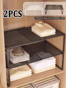 1个可调节可伸缩衣柜收纳架 - 重型金属衣柜架，高度可调节，节省空间的垂直收纳架，适用于衣物、鞋子、橱柜 - 安装简便，兼容衣柜、鞋柜、壁橱收纳系统 - 适用于家庭、办公室、零售场所，用于衣柜整理、家居收纳，时尚设计，结构坚固，家居收纳，可作搁板垫使用