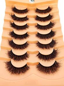 HBZGTLAD 7 Pairs Natural & Fluffy False Eyelashes, Thick & Wispy Cat Eye Lashes, Densely Packed Faux Mink 3D Fluffy Russian Lashes, Reusable For Daily Wear & Practice - Natural Lashes - View 12