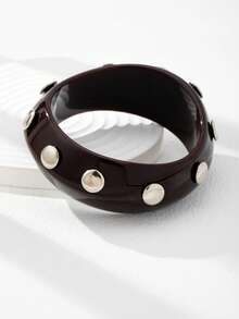 1件装厚树脂手镯，女士多层厚手镯套装，棕色亚克力手镯，日常基本款饰品 - 彩色 - 查看 48