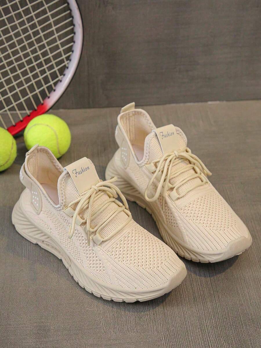 Retro-Style Platform Sneakers, With A Thickened Upper, Suitable For Running, Women's Footwear. - Khaki - View 1
