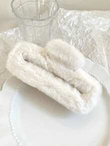 秋冬新款仿羊羔毛大号方形爪夹蓬松发夹，女士高端发夹 - 彩色 - 查看 3