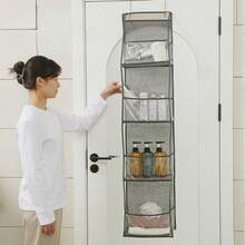 1pc 6-Tier Over The Door Hanging Storage Bag, Large Capacity Mesh Transparent Pocket Organizer Bag For Cosmetics, Kitchen, Nursery, Bathroom, Closet, Bedroom, Dorm, Diapers, Kids Toys, Multi-Color - Multicolor - View 4