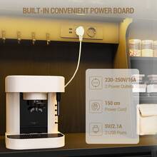 HEXCELEN Kitchen Cabinet, Sideboard, Tall Cabinet With Sockets And LED Light Strips, With Worktops And Two Drawers, Adjustable Shelves, Kitchen, 40 X 100 X 180 Cm, Black - 查看 5