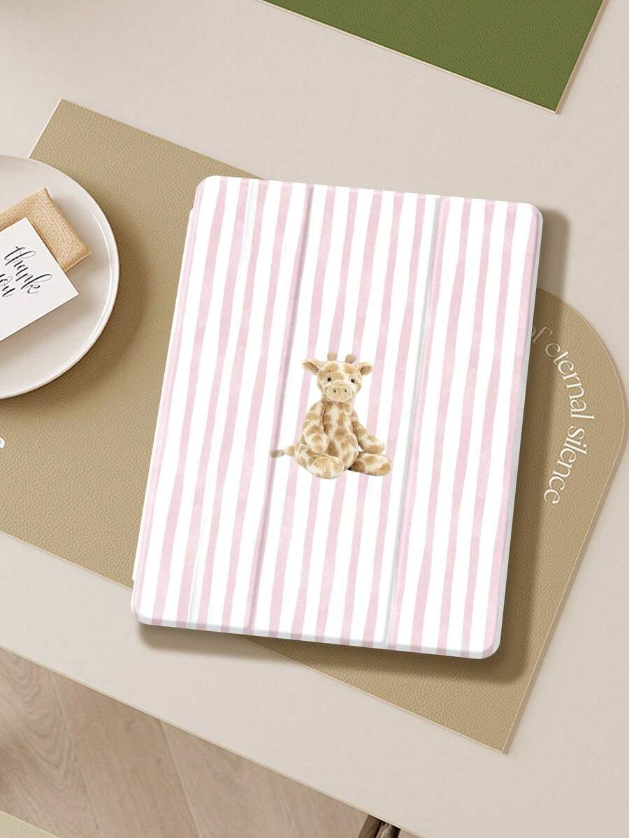 White Stripes And Giraffes Tablet Protective Case,Compatible With 9.7/10.2/10.5/10.9/12.9/Pro 11, 10th Gen,Compatible With Samsung Galaxy Tab S6 Lite 10.4 Inch,Compatible With Kindle Paperwhite 12th Gen 2024,Kindle (11th Generation) 2022 Release,Soft Anti-Fall Protection,Smart Stand/Automatic Wake Up/Sleep,An Excellent Festival Gift.