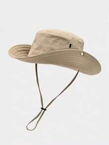 Quick-Dry Drawstring Bucket Hat, Unisex Summer Sun Protection Fishing Cap, Outdoor Hiking Western Cowboy Hat