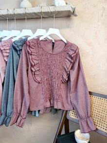 Women Tops - 酒紅色 - 查看 3