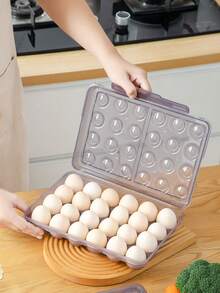 [6/12/15/18/24枚鸡蛋] 户外鸡蛋收纳盒 | 多层可堆叠鸡蛋整理器 | 深槽防碎防震隔板结构 | 加固材质，带安全锁设计 | 适用于户外露营、冰箱和橱柜 | 健康生活从鸡蛋开始 | 厨房和冰箱收纳必备（紫色）