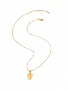 1pc Stainless Steel Bear Necklace For Women Fashion Ins Cute 18K Gold Plated Bear Pendant Chain Necklaces Jewelry - Necklace - View 3