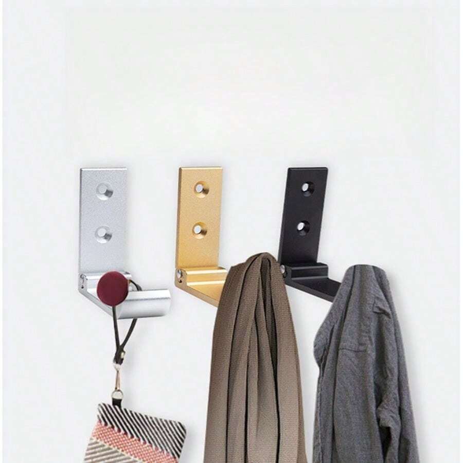 4个重型铝合金折叠挂钩 - 壁挂式可伸缩衣架，防锈，节省空间，可用于悬挂外套、毛巾、帽子、包袋和健身器材
