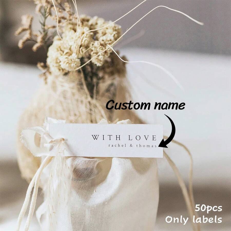 50 thẻ quà tặng tiệc cưới in chữ "Love" trang trí đơn giản và thanh lịch. - Trắng 1 - Xem 1