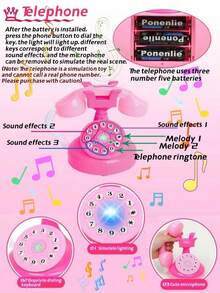 Realistic Mini Electric Home Appliance Toy Pretend Play Mini Home Appliance Electric With Lights And Music Telephone Toy Pretend Play Home Appliance Toy Realistic Sound Effects Lights Stress Relief Toy Small Fan With Blowing Function (Battery Not Included) - Multicolor - View 11