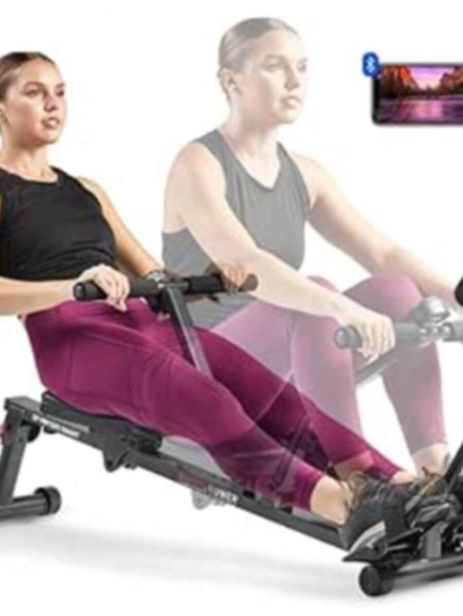 S un ny H eal th & F itness Máquina de Remo Ajustable Compacta con 12 Niveles de Resistencia Ajustable con Aplicación SunnyFit® Opcional Conectividad Bluetooth Mejorada - Gris - Ver 1