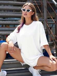 Women's Round Neck Short Sleeve Oversize Fit T-Shirt For Spring/Summer-Unisex Loose - Fit Comfortable Vintage Street - Style Cotton T - Shirt Top-Summer Casual Vintage Cotton Printed T-Shirts For Couples - 白色 - 查看 7