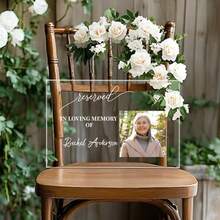 1pc Personalized Acrylic Memorial Wedding Chair Sign, Customizable Photo & Name, Love Memorial Reserved Seat Plaque, Funeral, Memorial Ceremony, Anniversary & Condolence Gift For Family And Friends - Multicolor - View 20