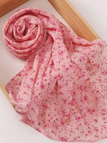 Dreamy Collection Women's Soft, Breathable, Romantic Floral Print Muslin Hijab Shawl, Spring/Summer - Multicolor - View 13