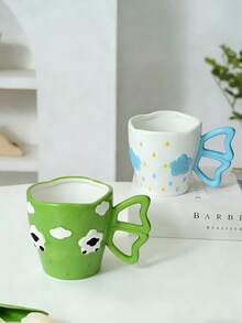 1pc Creative Hand-Painted Ceramic Sheep & Star Design Coffee Mug, Suitable For Afternoon Tea - Multicolor - View 1