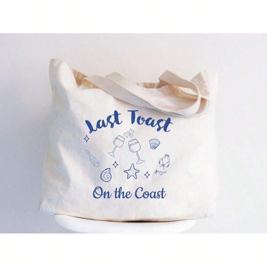 Bachelorette Totes, Last Toast On The Coast, Coastal Tote Bag, Beach Bachelorette Tote Bag, Bride Beach Bag, Bridesmaid Tote Bag - 米色 - 查看 1