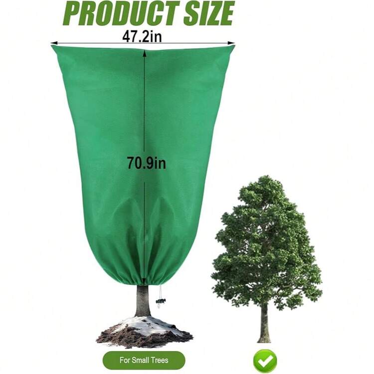 1pc Reusable Breathable Freeze Blanket, 47.2x70.9 Inch Waterproof Non-Woven Frost Cloth With Drawstring, For Winter Plant, Shrub, Tree And Garden Protection - Green - View 12