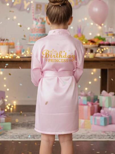 1pc Girls Birthday Princess Sleepwear, Japanese Style Robe, Birthday Party Pajamas, Suitable For Birthday Party, Holiday Celebration, Birthday Gift, Travel Sleepwear