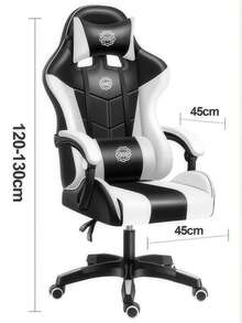 Silla Gamer Ergonómica Negra y Blanca, Reclinable 135°, con Reposacabeza y Cojín Lumbar, PVC Resistente, Ideal para Juegos y Trabajo, Regalo Perfecto - Blanco y Negro - Ver 2
