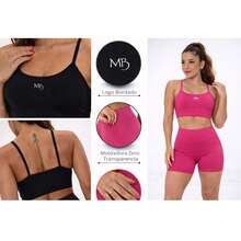 Kit Of 2 Women's Gym Sets: High-Waisted Shorts + Sleeveless Fitness Top, Zero Transparency - 彩色 - 查看 4