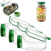 1个34盎司（1000毫升）侧开式防漏沙拉容器，方便实用，塑料材质，可重复使用，一体式盖子和罐身设计，适用于家庭、学校、办公室、健身房、野餐等场合。 - 彩色 - 查看 7