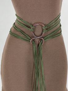 1 chiếc dây đeo eo nhiều dây phong cách Boho cổ điển - Khóa kim loại retro, tua rua, phụ kiện trang trí eo cho váy, phụ kiện Viking. - A - Xem 13