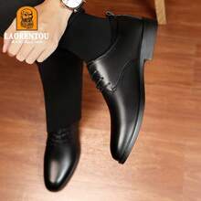 LAORENTOU 1 Paio di Scarpe Formali/da Ufficio in Vera Pelle Monocolore con Lacci, Regalo di Natale e San Valentino - nero - Visualizzare 6