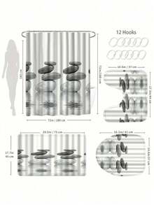 1pc Washable Art Theme Curtain - Zen Stone Lotus Reflection Spa Shower Curtain, Waterproof Polyester Fabric, Machine Washable, Artistic Bathroom Window Curtain For All Seasons, With Grommet Holes And Hanging Hooks - Multicolor - View 7