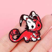 动漫怪猫珐琅徽章 趣味卡通胸针 翻领别针 徽章 背包服装配饰 珠宝 朋友礼物 - 黑色 - 查看 6