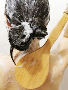 100%天然鬃毛身体刷，长木柄，防滑干刷去角质磨砂按摩工具，适用于身体去角质、排毒和按摩