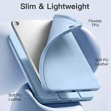 Suitable Compatible With Ipad Tablet Protective Case, IPad A16 Case, Three-Fold Tablet Protective Case, Fully Wrapped Anti-Fall, Intelligent Sleep/Wake-Up, Invisible Airbag Anti-Fall, Soft TPU Back Shell Three-Fold Design, Intelligent Tablet Computer Protective Case. Suitable Compatible With Ipad 10 Protective Case, Compatible With IPad/Honor//Redmi/ Tab - White Ice Color - View 9