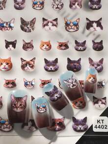 Beautizon Nailartlab 1pc Cute & Realistic Cat Nail Art Stickers, Waterproof Pet Pattern Nail Decals, Suitable For DIY Nails And Nail Salons - Multicolor - View 5