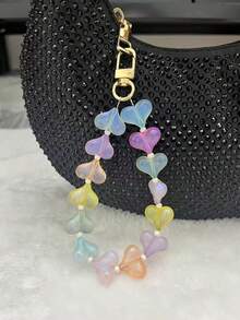 Heart-Shaped Beaded Bag Charm, Valentine's Day Gift, Bag Accessory - Multicolor - View 5
