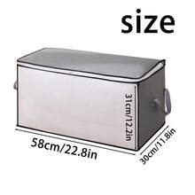 Box-Type Quilt Storage Bag, Storage Basket, Clothing Storage Bag, Wardrobe Hanging Rack Dust-Proof Quilt Storage Box, Non-Woven Folding Organizer, Bedroom Storage Box, Home Storage, White T-Shirt, Women's Black Pants, Women's Winter Clothing, Dress, Women's Elegant Winter Dress, Women's Long Sleeve White Blouse, Women's White Jumpsuit, Women's Spring Clothing, Women's Spring Outfit, Spring, Spring Apparel, Minimalist Style, Summer Top - Grey - View 13