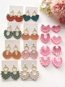 1/8Pcs Multi-Shape Boho Geometric Polymer Clay Cutters & Molds – Modern Minimalist Theme Craft Tools For DIY Earrings Jewelry Charms & Handmade Accessories - Pink - View 3