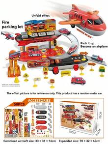 Conjunto de 50 peças de garagem e caixa de arrumação com tema de avião e contentor - conjunto de estacionamento para veículos militares, carros desportivos e carros de corrida de Fórmula - conjunto de carros de brinquedo estilo blocos de montagem para auto-montagem - inclui carros pequenos selecionados aleatoriamente (cor aleatória) - Multicolorido - Ver 15