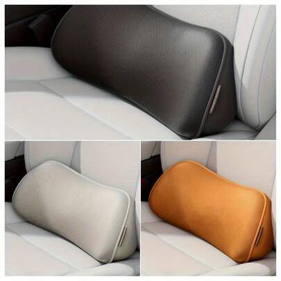 Luxury Car Lumbar Support Seat Cushion, Memory Foam Filling, Perforated Design For Breathability, Suitable For All Seasons, Car Seat Pillow Accessory
