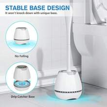 Brush And Holder, Toilet Bowl Brush With Ventilated Holder And Ergonomic Long Handle, Durable Bristles Toilet Scrubber Set For Bathroom Cleaning - B0C5X2G9GD - Xem 5