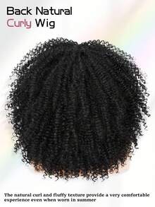 18 Inch Afro Curly Wigs For Women Afro Bomb Curly Wig With Bangs Synthetic Fiber Glueless Long Kinky Curly Hair Black - Màu đen tự nhiên - Xem 5