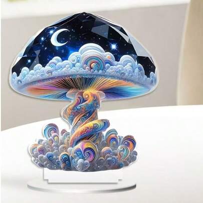 Colorful Fantasy 2D Acrylic Starry Sky Mushroom Home, Office, Bedroom Desktop Decor, Hanging Accessory, DIY Assembly Prop