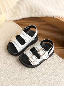 1 Pair Kids Summer New Sandals, Girls Soft Bottom Fashion Versatile Outdoor Non-Slip Casual Flat Sandals - White - View 5