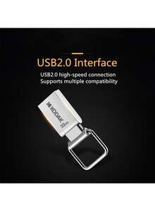 وحدة تخزين فلاش USB معدنية فائقة الصغر من Kodak K112 بسعة 64GB و 32GB USB2.0، مع سلسلة مفاتيح جلدية - فضي - مشاهدة 2